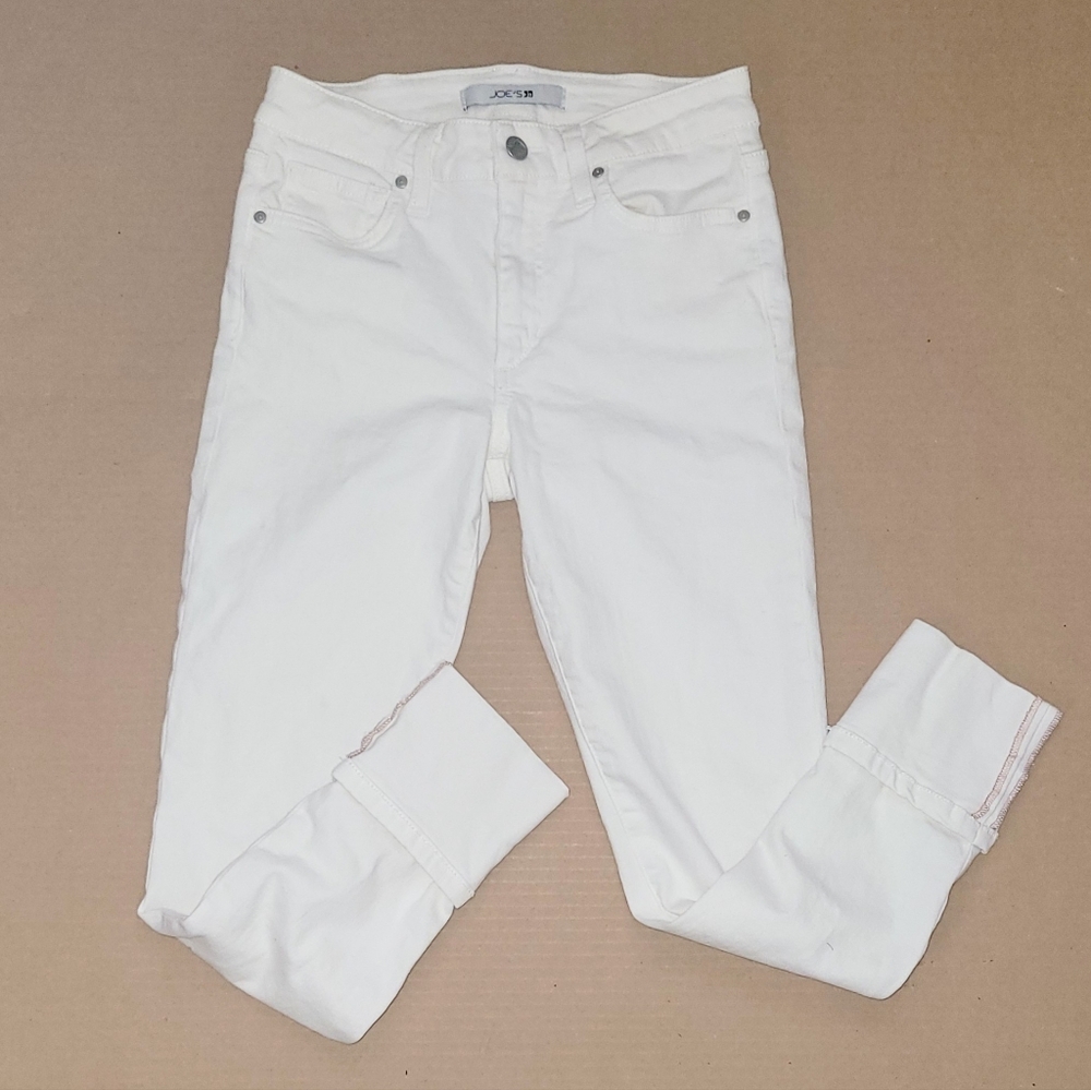 Joe's Jeans White Ankle Cropped Cuffed High Rise Denim Size 26 XS or 2